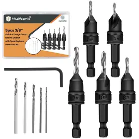 Mulwark 850030910004 82 Countersink Drill Bit Set 5pcs Free Replaceable Hss Bits For Wood