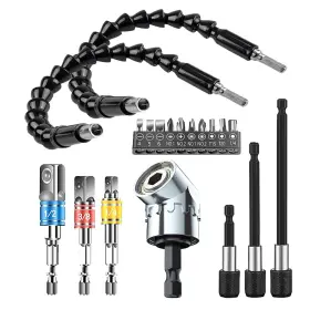 Mxiixm 765074616372 Flexible Drill Bit Extension Set 10pcs Hex Shank 105 Right Angle A