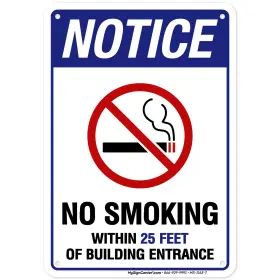 My Sign Center A81-277al No Smoking Within 25 Feet Of Building Entrance 7 Inch X 10 Aluminum White