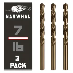 Narwhal 313017155152 7/16 Inch Cobalt Drill Bits 3 Pack - Industrial Grade M35 5-1/2
