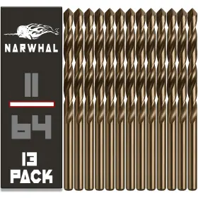 Narwhal 810147653171 11/64 Inch Cobalt Drill Bits 13 Pack - Industrial Grade M35 In