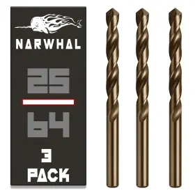 Narwhal 810147653270 25/64 Inch Cobalt Drill Bits 3 Pack - Industrial Grade M35 In