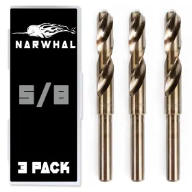 Narwhal 810147653416 5/8 Inch Cobalt Drill Bits 3 Pack - Industrial Grade M35 1/2 S