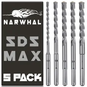Narwhal 810147653560 Sds Max Masonry Drill Bit Set Carbide Tipped - 5 Piece 13 Inch Length In Th