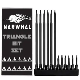 Narwhal 810147653928 Triangle Bit Set 12 Pack - 2 Inch And Extra Long 6 Magnetic Heads In The Followi