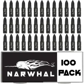 Narwhal 810147654109 Phillips #2 Screwdriver Impact Bits - 1 Inch Bulk 100 Pack Industrial Grad