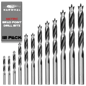 Nw-brad-point-12pack-metric Narwhal Brad Point Wood Drill Bit Set - Metric Sizes 12 Pack With Storage Case