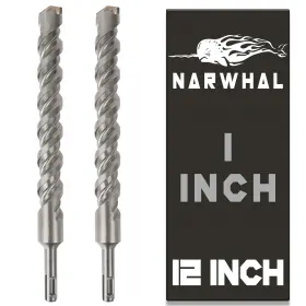Sds-plus-masonry-1inch-2pack Narwhal Sds Plus 1 Inch Masonry Drill Bit For Rotary Hammers 12 Length - 2 X