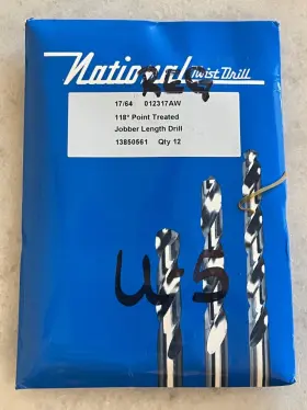 012317aw National Twist Drill 12 New 17/64 Inch Jobber Length Hss Bits Black Oxide Korea