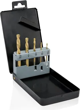 10113a Neiko Left-hand Drill-bit Set High-speed Steel Drills With Titanium Nitride Coating