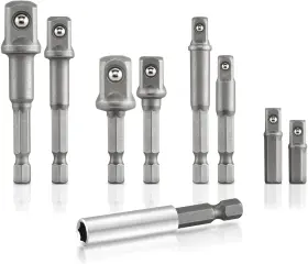 43237-2 Neiko 00257 Socket Adapter Extension Drill-bit Set Includes 1/4- 3/8- And 1/2- Inch