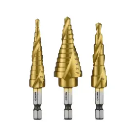 10181a Neiko 816914021617 Step Drill Bit Set 3 Piece Spiral Grooved For Faster Drilling