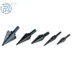 500724 Netuera 5pcs Step Drill Bit M2 Multiple Hole 50 Sizes 1/8- 1-3/8 Inch Hss Black Oxide New