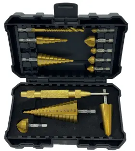 Nw-19005 Nordwolf 12-piece Hss Titanium Metric Step Countersink Cone Drills With 1/4