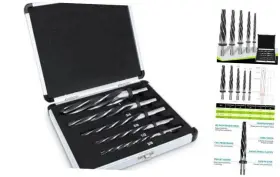Br-010 Novino Reamer Bit Set For Steel Metal Wood 5pcs M2 Hss Tapered Drill