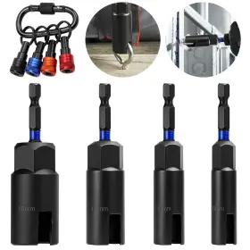 Nsioutlet 655887908385 Quick Change Wing Nut Driver Set 9-18mm 1/4 Inch Hex With Keychain Holder For Drill