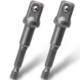 Oiiki 1563 2 Pack 1/4 Inch Square Socket Adapter Bit Set Hex Impact 2pcs-1/4inch