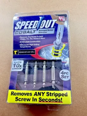1000369 Ontel 735541509209 Speedout Cobalt Damaged Screw Extractor Kit 4pc Set New