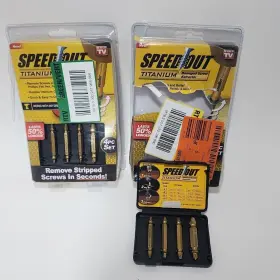 1000367 Ontel Speed Out Titanium Damaged Screw Extractor Kit 4 Piece Set -2 Pack