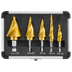 5btz-h4241t2lxfbaus Ostte 5pcs Step Drill Bit Set With Two Spiral Grooves 50 Sizes 3/16 Inch To 1-3/8 H