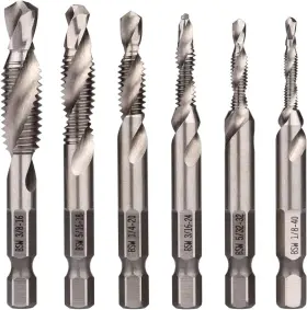 43398-16803 Other 6pcs 1/4-inch Hex Shank Combination Drill And Tap Bit Set Metal Deburr
