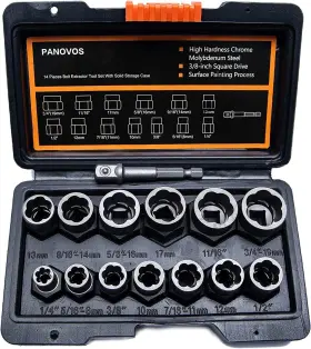 Panovos 710702402896 Screw Bolt Nuts Extractor Socket Set 14 Pieces Impact And Nut Remover