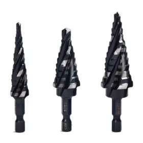 Panovos 710702403046 Four Spiral Flute M35 Cobalt Step Drill Bit Set 1/8 Inch 7/8 3pcsimpact Ready