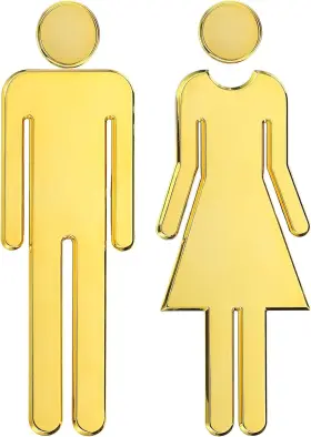 Pta230509tt0760 Patikil 4.7 Inch Bathroom Sign 1 Pairs Brushed Men Women Gold Tone