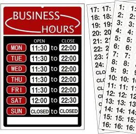 Yingye-01 Peramarl Business Hours Sign 8x12 Inches Black&red-aluminum