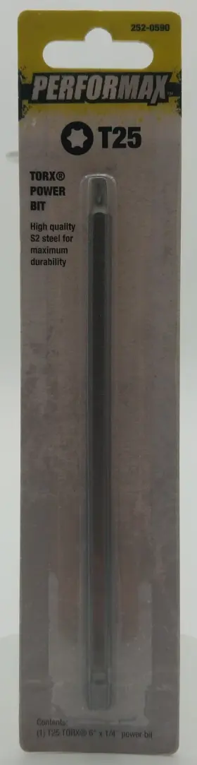 252-0590 Performax T25 Torx Power Bit 6 Inch X 1/4 High Quality S2 Steel