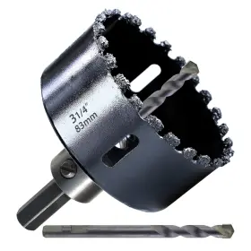 Cghhs-83 Plg2supt 3-1/4 Inch Carbide Grit Hole Saw Cutter For Hardy Plank Air Brick Stucco Dryw