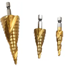 Preamer 4-12/20/32mm 3pc Hss Titanium Coated Spiral Flute Step Drill Bit For Wood Soft Metal Woodw