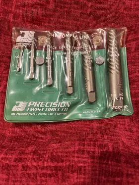 97145 Precision Twist Drill 6pc Co Screw Extractor Set 5/64 7/64 5/32 1/4 17/64 13/32