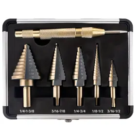 Yta0001 Pro Edge Technology 6pcs Step Drill Bits For Metal Bit Set 50 Sizes Tri-flat Shank Hs
