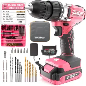 Dt30607p-auk Products 58pc 18v Cordless Power Drill Driver Bit Set And Case. Complete Pink Dr