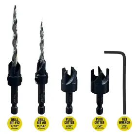 Jp020812 Professional Tools Wood Countersink And Plug Cutter Set - 2pc Adjustable Hss Bit #8 7/6