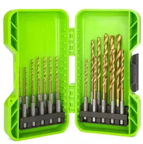 Pursuequality Shop 688150638016 Greenworks 22pc Titanium Drilling Bit Set