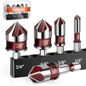 Pylevemv 445020522539 5pcs Drill Bit Set Premium Countersink With 82-degree 5 Flutes Quic