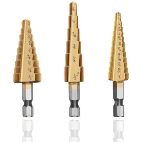 Qpingh 702291933738 New 3pcs Titanium Step Drill Bit Set 1/8-3/4in 28 Sizes Fast Shipping