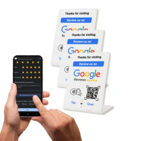 C909912-19 Qrlynk Nfc Tap Google Review Stand - Boost Customer 4.13 Inch X2.75 3 Pack White