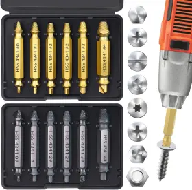 521590 Quadafy 12 Pack Screw Extractor Gifts For Men Husband Golden And Silver E