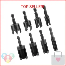 Dg34921 Qwork Wood Plug Cutter Drill Bit Set 8pcs Includes 1/4 Inch 5/16 3/8 1/2 Siz Dg34921 Qwork Wood Plug Cutter Drill Bit Set 8pcs Includes 1/4 Inch 5/16 3/8 1/2 Siz