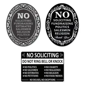 Wwpk08ujr9gu Rabowa Pack 3 Pcs No Soliciting Sign Sticker For Front Door House A246