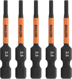 Railer 744110430509 Hex 2.5mm Impact Driver Bit - Allen Wrench Drill Bits. 1/4 Quick Rele