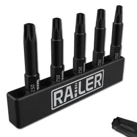 Railer 810055680009 Double Square 8 Point Star Bit Set 5pc S2 Steel 2 Inch Spline Faste