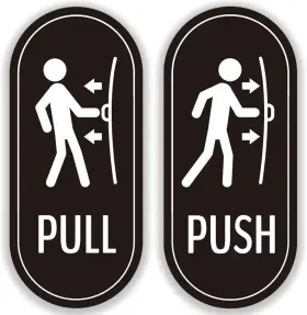 Ramieyoo 683404865286 Designer Push Pull Signs - 6 Pack Vertical Decal Self-adhesive Black/white