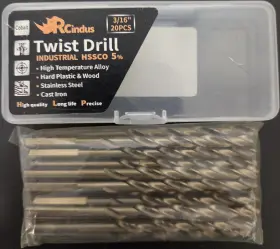 X003kb9m3n Rcindus 3/16 In Cobalt Twist Drill Bits Set 20-piece Silver For