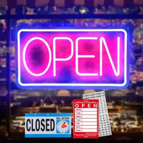 Ab101 Rdutuok Led Neon Open Signs For Business 16.5 Inch X 9 Light Blue/red Horizontal