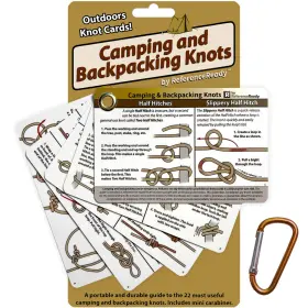 Referenceready 860001445916 Outdoor Knots - Waterproof Knot Tying Cards With Mini Carabiner Includes 22