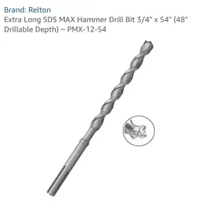 Pmx-12-54 Relton Extra Long Sds Max Steel Drill Bit 3/4 In X 54